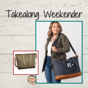 Traveler with Takealong Weekender bag.