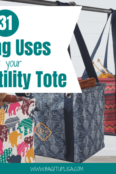 Small Utility Totes hanging on pole