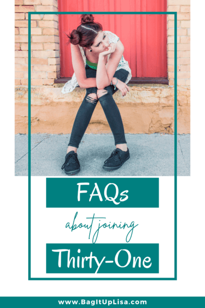 Woman with frequently asked questions about joining thirty-one.