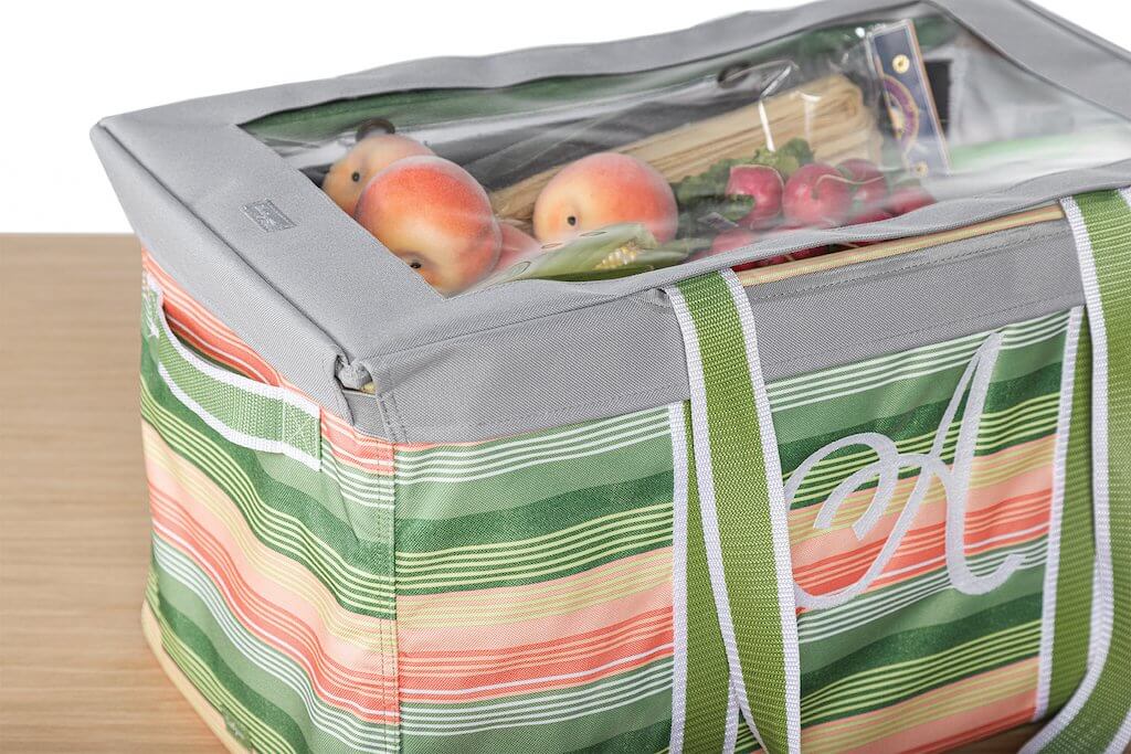 Deluxe Utility Tote in Sunlight Stripe with Top-A-Tote in Gray